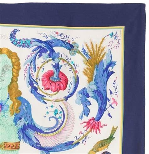 hermes vintage ceres scarf blue gold|Hermes scarf price.